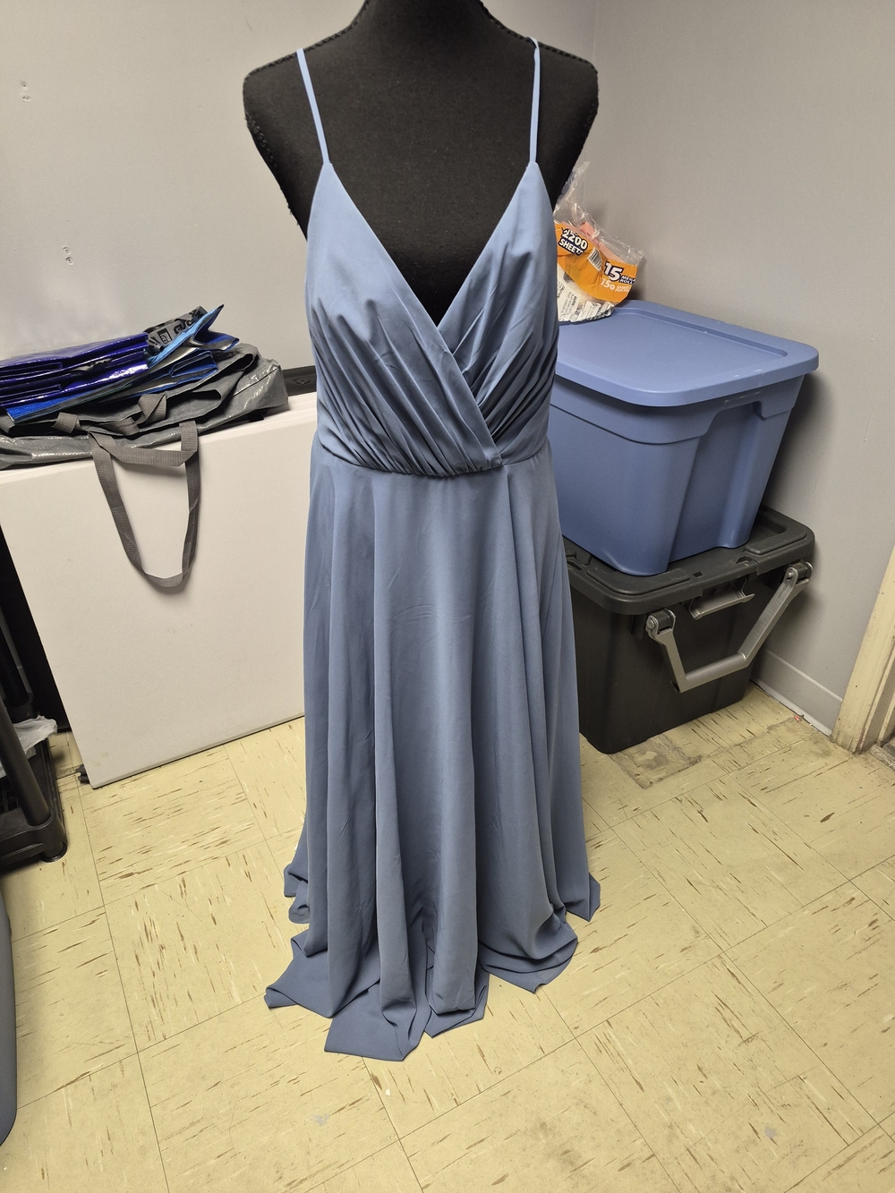 Chic Dusty Blue Spaghetti Strap Maxi Dress